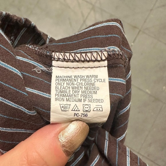 Van Heusen Men's Brown and Blue Button Down Shirt, Medium, 15-15.5, Pre-owned - Picture 7 of 7